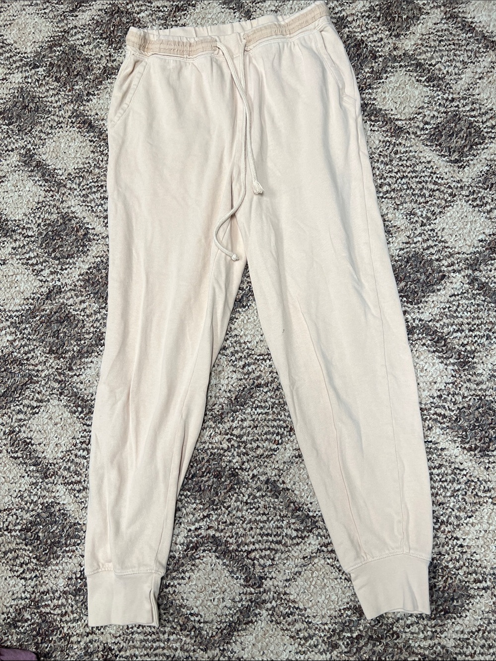 aerie Light Cream Jogger Sweatpants - Drawstring Waist